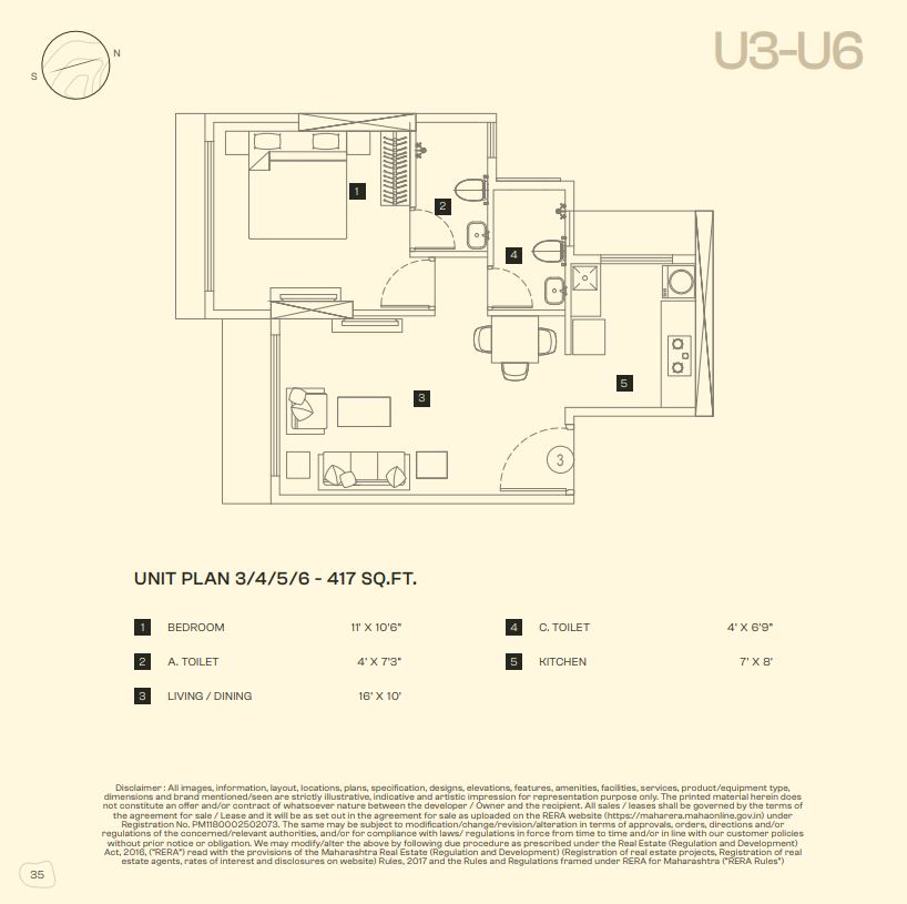 1 BHK Floor Plan